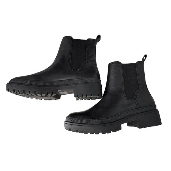 Lucky Brand Emali Chelsea Boots Leather Lug Sole Platform Size 8 Women Bikercore - Picture 3 of 11